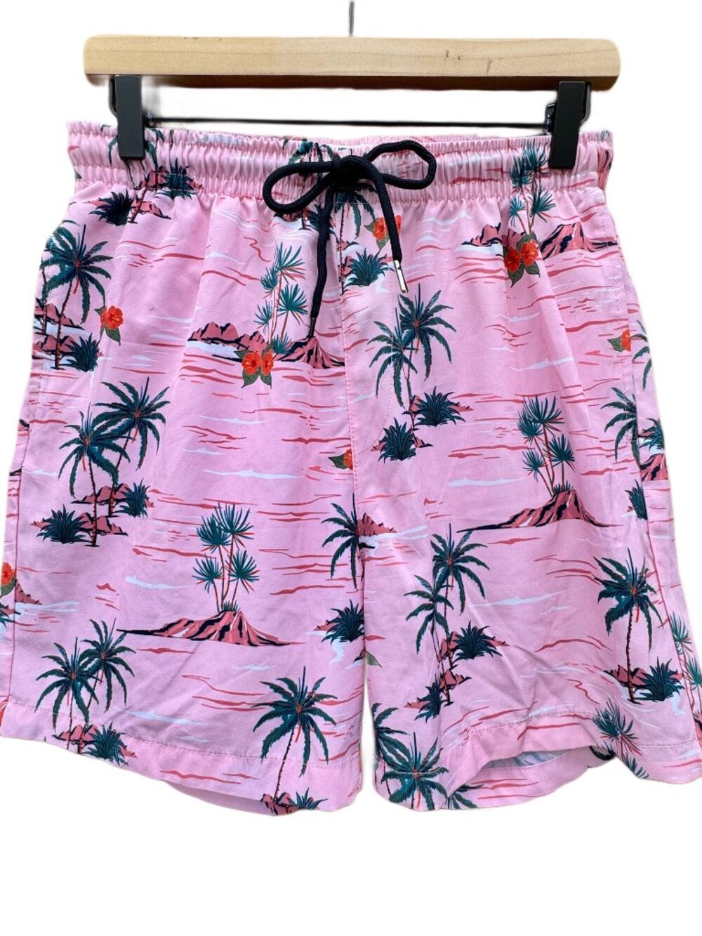 Public Record Mens Swim Shorts Medium Standard Fit Pink Desert Palm AOP